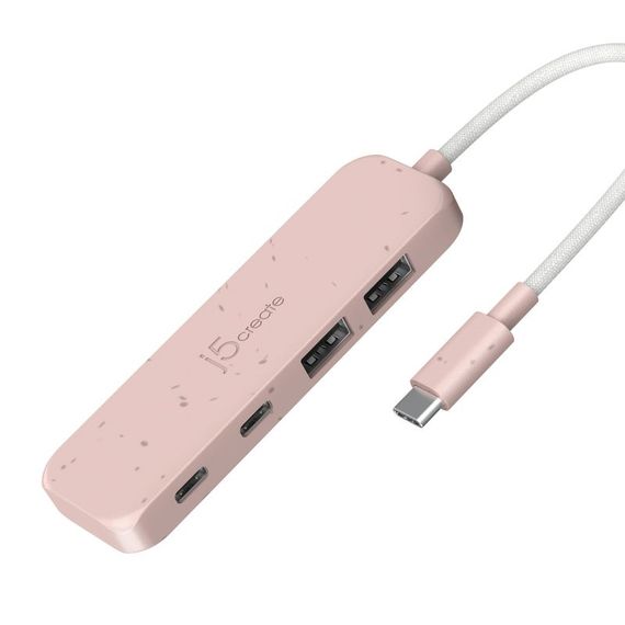 Хаб J5create JCH342ER-N Type-C на 2 USB-A/2 USB-C, червоний | Зображення 1