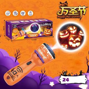 Ліхтарик проектор дитячий на батарейках Хелоувін 3 проекційні диски