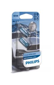 Указательные лампа накаливания Philips 12961WVUB2 W5W 12V W2.1X9.5d WhiteVision ultra +60% (3300K) 2шт./блистер