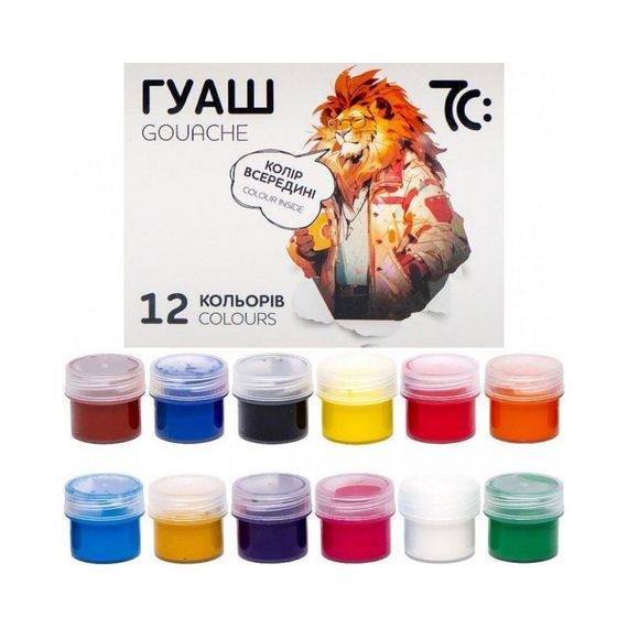 Детские гуашевые краски 7C21204, 12 цветов по 16 мл | Зображення 1