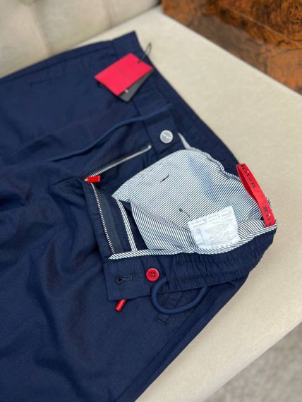 Льняні чоловічі штани Kiton темно-синього кольору 8002-1 d070 | Зображення 4