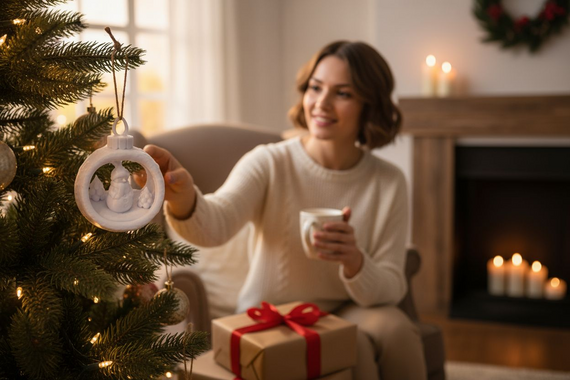 Новорічна підвіска куля сніговик білий Мега Подарунок (214035) | Зображення 4