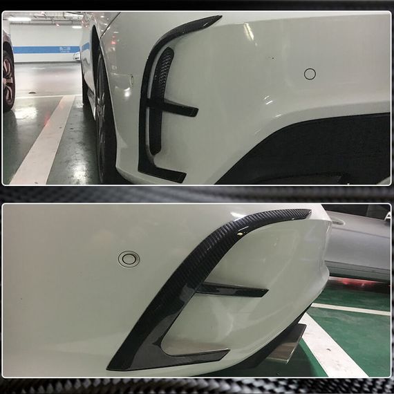 Накладки на задній бампер (для AMG-Line / CLA45 AMG SD 2013-2016, Карбон) для Mercedes CLA C117 рр | Зображення 2