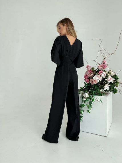 Женский нарядный весенний комбинезон KI201 размер 48, цвет черный | Зображення 2