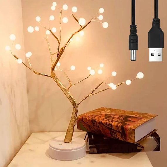 Нічник-дерево-бонсай з перлинами, 50 см, від USB, Теплий білий, XPRO (234574679_393) | Зображення 9