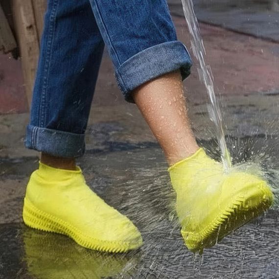 Багаторазові бахіли-чохли L (41-45 розмір) для взуття силіконові від води та бруду. Колір: жовтий | Зображення 9