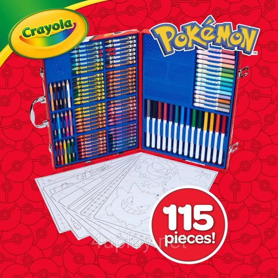 Набір для малювання Crayola Pokemon 115 предметів Оригінал Крайола Покемон крейда, олівці, маркери, розмальовки | Зображення 4