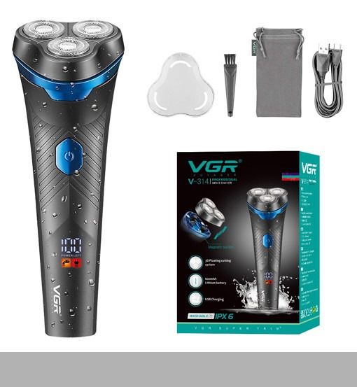 Електробритва роторна VGR V-346 BLUE, водонепроникна, LED-дисплей (46257-V-346_344)
