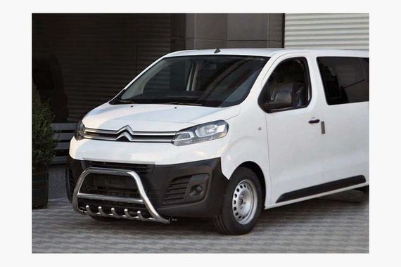 Передний силовой бампер WT003 (нержавейка) для Opel Zafira Life 2019- гг