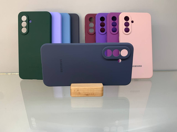 Samsung A56 Протиударний чохол з логотипом софт тач синій