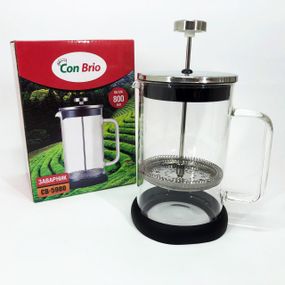 Стильный стеклянный заварочный чайник Con Brio CB-5980 800 мл, Френч-пресс из качественого материала TO-91