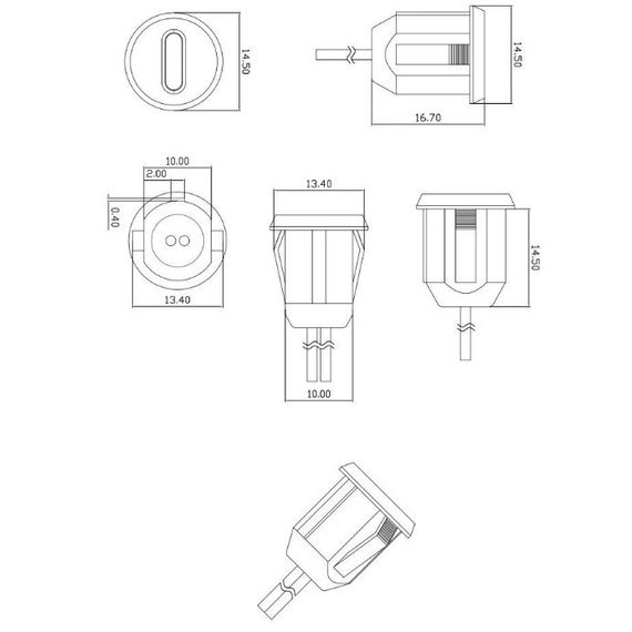 Врезной разъем USB Type-C 2-pin мама круглый | Зображення 2