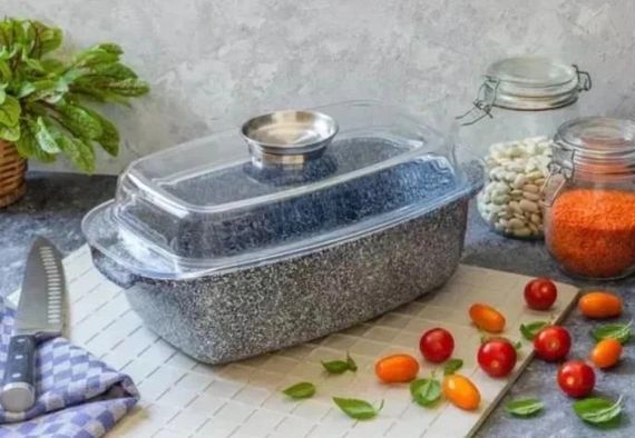 Гусятница с крышкой Ofenbach Vizo KM-100517 32х10.5 см 5.5 л серая | Зображення 8