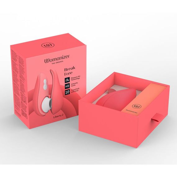 Вакуумний кліторальний стимулятор Womanizer Liberty 2 Vibrant Rose, 8 режимів, магнітна кришечка | Зображення 7