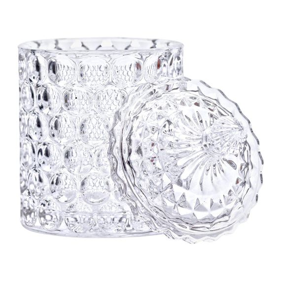 Конфетница с крышкой Ø7.5 см ваза сахарница круглая стеклянная HP-4-103 | Зображення 2