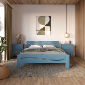 Двоспальне дерев'яне ліжко Mebigrand Неаполь Сіро-синій (S7010R90B) 180х200 см (MBG-3753)