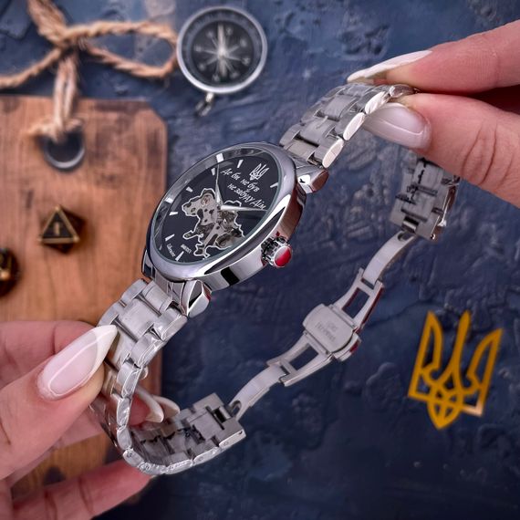 Класичний чоловічий годинник Awarder 022 Silver-Black Mechanic Metall Не Забуду Дім | Зображення 5