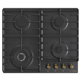 Варочн.поверхность Gorenje GW642CLB/газ-контроль/ электроподжиг/горелка вок/чуг.реш/черная (GW642CLB)