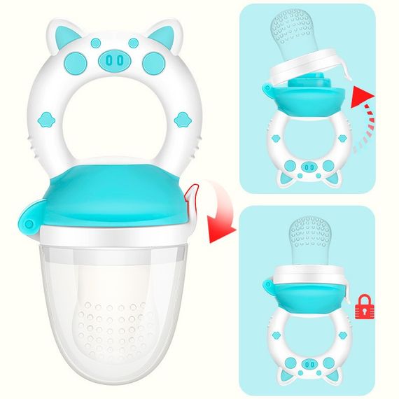 Ніблер із силіконовою сіточкою Свинка Сірий з блакитним | Зображення 3