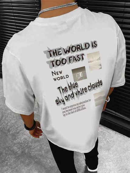 Футболка мужская с принтом повседневная L Белая