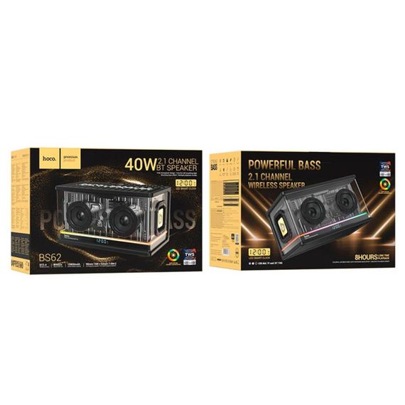 Портативна колонка HOCO BS62 Flash cold energy 2.1 desktop BT speaker Black | Зображення 1