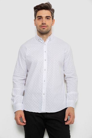 Рубашка мужская однотонная, цвет белый, 214R7075