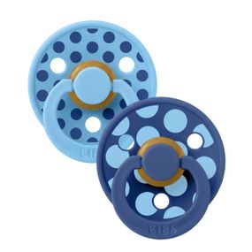 Соска пустушка BIBS Colour Latex кругла 2 шт Polka Breeze / Cornflower 0-6 міс