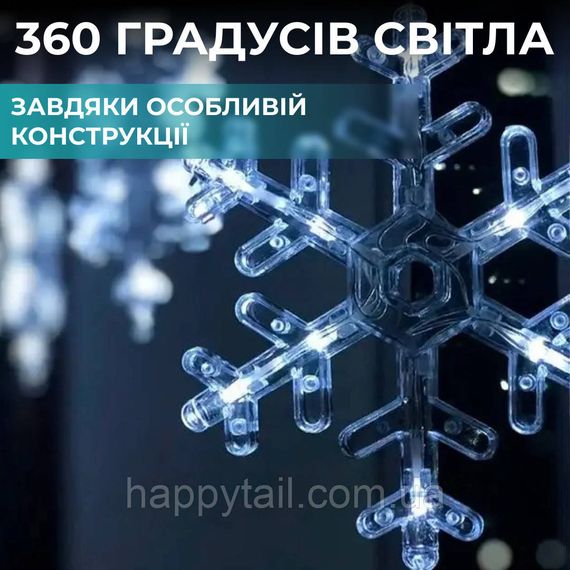 Гірлянда світлодіодна штора GarlandoPro сніжинка і зірка 12 фігур ED 3х1м гірлянда зірка 1733061ML Білий | Зображення 3