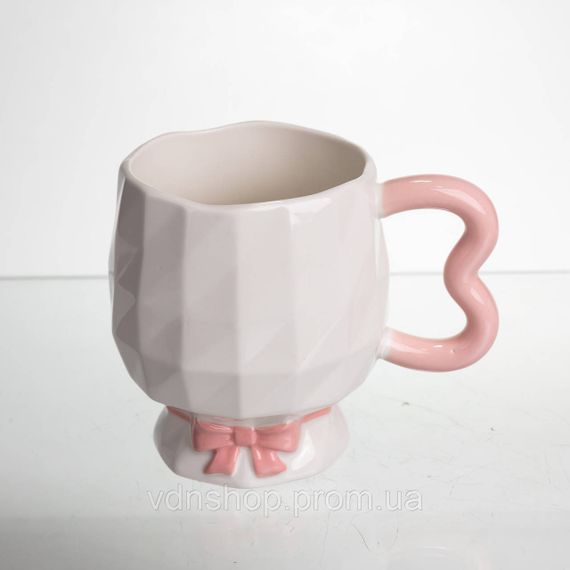 Чашка порцелянова на ніжці 400 (мл) оригінальна кружка на подарунок чашка для чаю та кави Рожевий FM-39C | Зображення 2