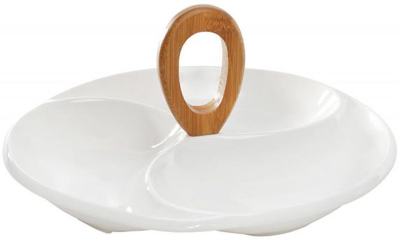 Менажниця 3-х секційна Ceram-Bamboo 29х29х13.5см, біла порцеляна