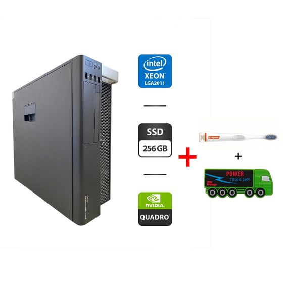Робоча станція Dell Precision T5600 Tower / 2x Intel Xeon E5-2690 (8 (16) ядер по 2.9 - 3.8 GHz) / 64 GB DDR3 / 256 GB SSD / nVidia Quadro M2000, 4 GB GDDR5, 128-bit б/в + Подарунок Зубна щітка Colgate Connect M1 + Павербанк Power Truck