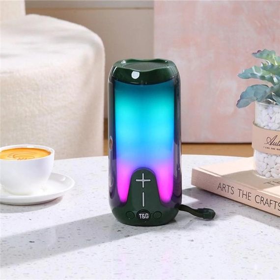 Bluetooth-колонка TG651 з RGB ПІДСВІТКОМ, Bluetooth колонка для гарної музики. Колір: зелений | Зображення 2