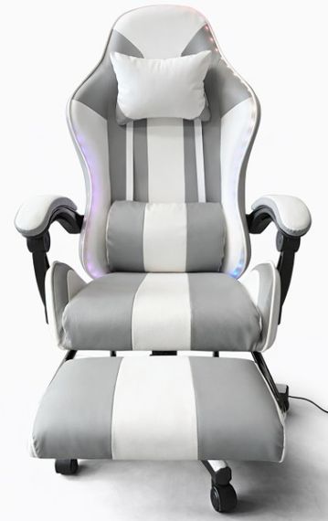 Геймерське крісло з підсвіткою та підставкою для ніг Bonro B-964 біле | Зображення 8