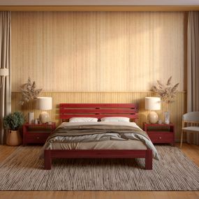 Двоспальне дерев&#039;яне ліжко Mebigrand Новара Махонь 140х200 см (MBG-4077)