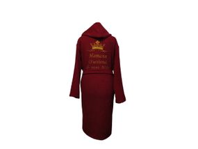 Халат женский с капюшоном махровый натуральный красный с именной вышивкой 52 (00211)
