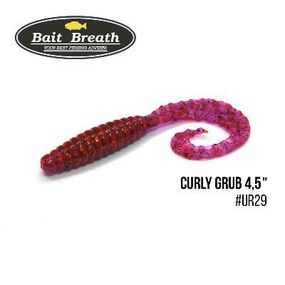 Силіконова приманка, Їстівний силікон Bait Breath Curly Grub 4,5" (8шт) (Ur29 Chameleon／Red・seed)