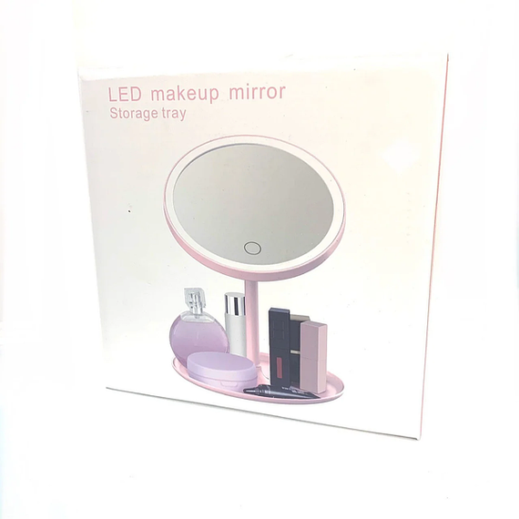 Кругле дзеркало з підсвічуванням Make Up Mirror 3 режими Рожевий