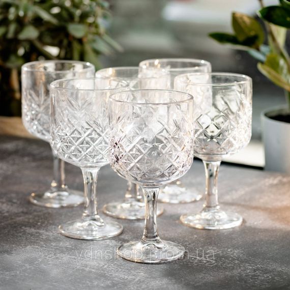 Келихи для вина на високій ніжці набір 6 шт винний келих скляний прозорий 400 мл HP-YH-44 | Зображення 5