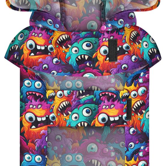 Дощовик-накидка з капюшоном для собак WAUDOG Clothes, малюнок "Зубасті монстри", L, А 48-52 см, B 60-70 см, С | Зображення 3