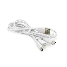Кабель HOCO X1 USB-1 3 in 1 Micro/Iphone/Type-C, 2A, довжина 1м, White, Box
