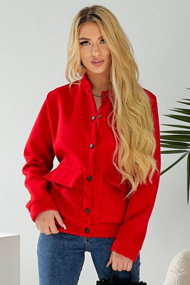 Бомбер женский искусственный кашемир, цвет красный, 257R325