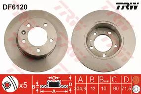 Диск гальмівний (1 шт.) NISSAN/OPEL/RENAULT NV400/Movano/Master 2,3D R D=305mm 10, TRW (DF6120)