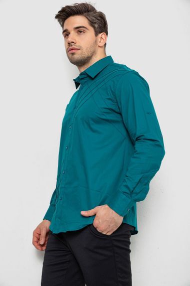Рубашка мужская однотонная  -уценка, цвет изумрудный, 214R7466-U | Зображення 2
