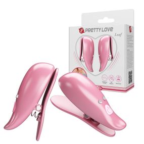 Вибростимуляторы-зажимы для сосков Pretty Love Leaf, розовые, 5.1 х 1.9 см sexstyle