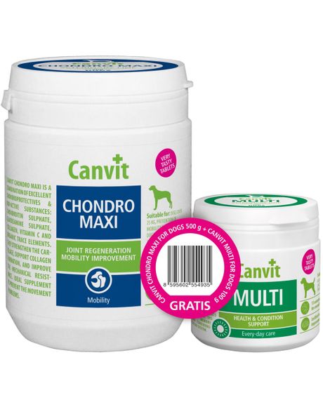 Набір вітамінів Canvit Chondro Maxi for dogs 500 гр та Canvit Multi for dogs 100 гр