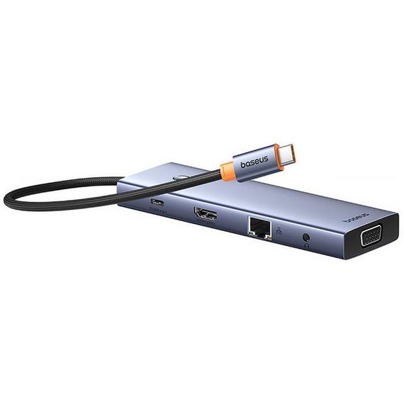 Переходник HUB Baseus UltraJoy 10-Port (Type-C to HDMI+VGA+USB3.0*3+PD+RJ45+SD/TF3+3.5mm) (80C8) Slate Grey | Зображення 2