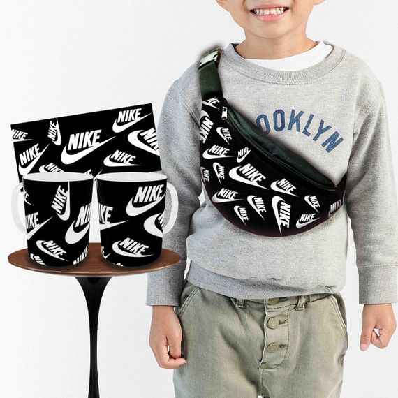 Набір: дитяча сумка-бананка+кружка Найк 32х15см, бананка для хлопчика через плече на подарунок (00937)