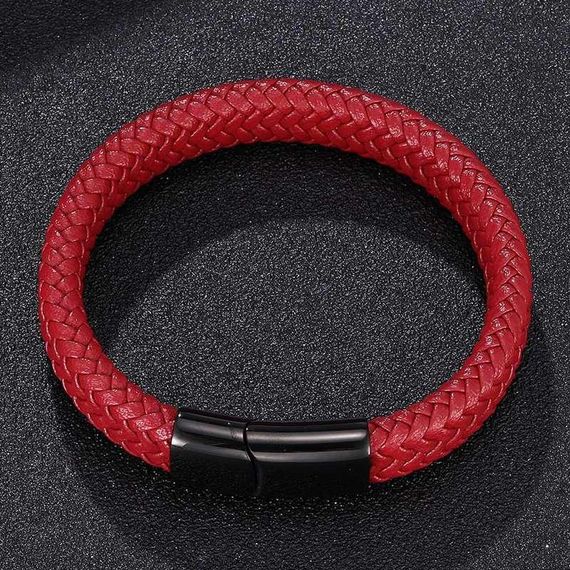Мужской кожаный браслет Primo Rock Lux 22 - Red | Зображення 3
