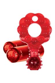 Эррекционное кольцо с двумя вибропулями Zero Tolerance The Mighty Marble красное, 8 см sexstyle