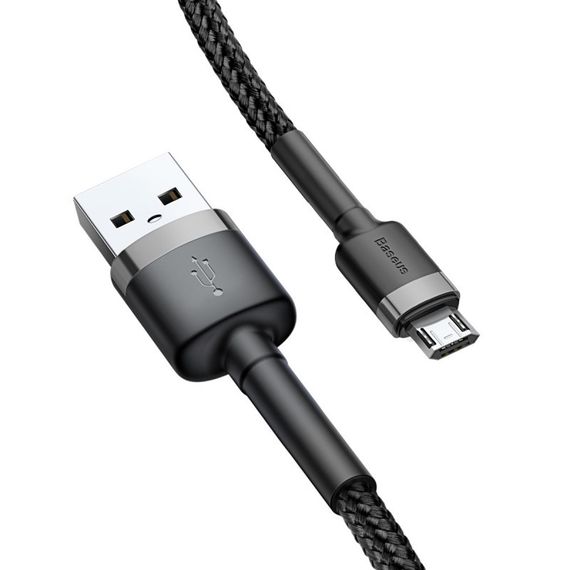 Дата кабель Baseus Cafule MicroUSB Cable 2.4A (1m) (CAMKLF-B) Сірий / Чорний | Зображення 1